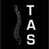 TAs Partner Logo. Auf der linken Bildseite ist eine weiße Wirbelsäule zusehen. Auf der rechten Bildseite steht vertikal in weiß TAS geschrieben.