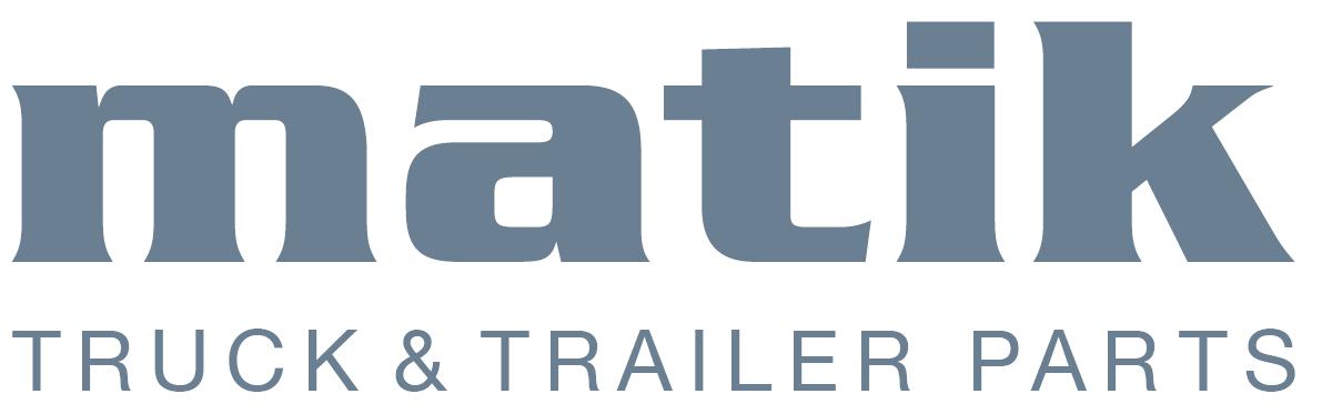 Das Matik Logo zeigt den grauen Matik Truck & Trailer Parts Schriftzug auf einen weißen Hintergrund.
